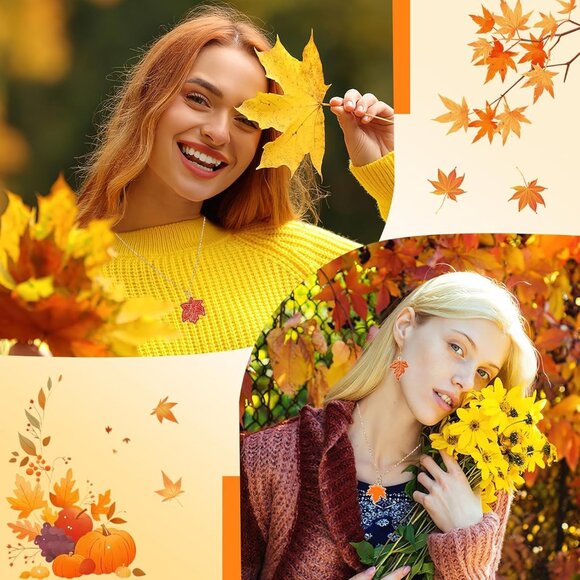 90 Pcs Fall Charms for Jewelry Making, Thanksgiving Fall Leaf Enamel Charm Autum - Picture 6 of 7